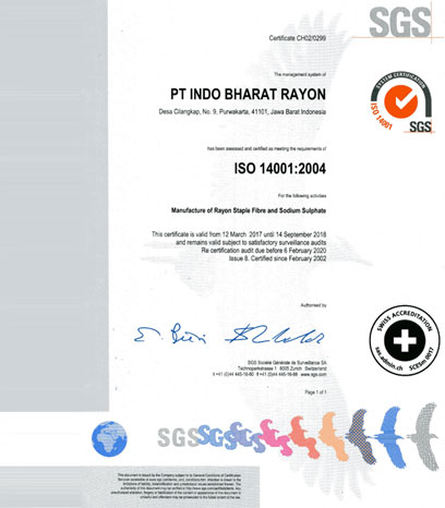 ISO 14001:2004 - PT Indo Bharat Rayon