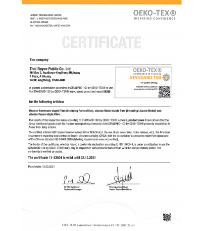 TRC, Thailand OekoTex100 Certificate Dec'2021