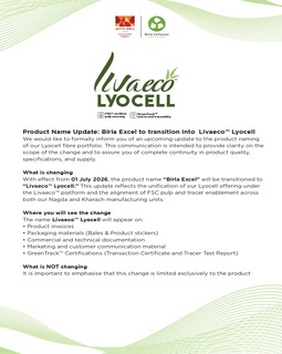 Birla Excel<sup>TM</sup> is now Livaeco<sup>TM</sup> Lyocell